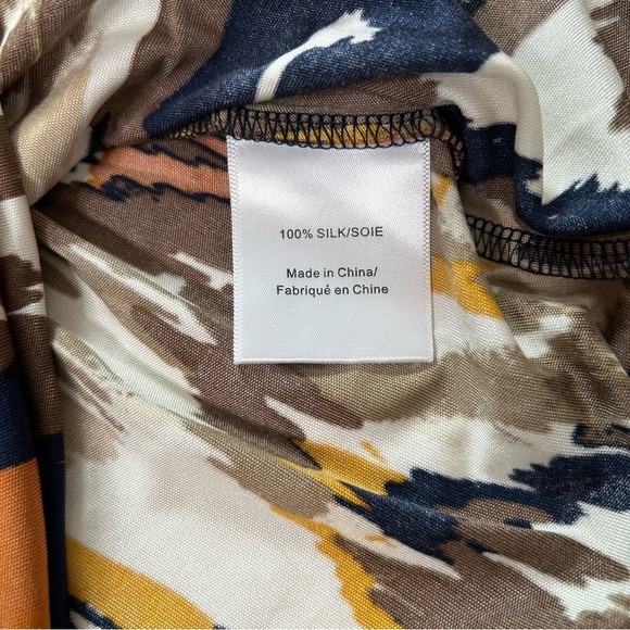 Tory Burch 100% Silk Ikat Multicolor Sleeveless Midi Dress Size Medium - Picture 4 of 10